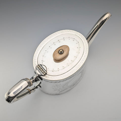 約 1900 年英國古董鍍銀鼓形茶壺